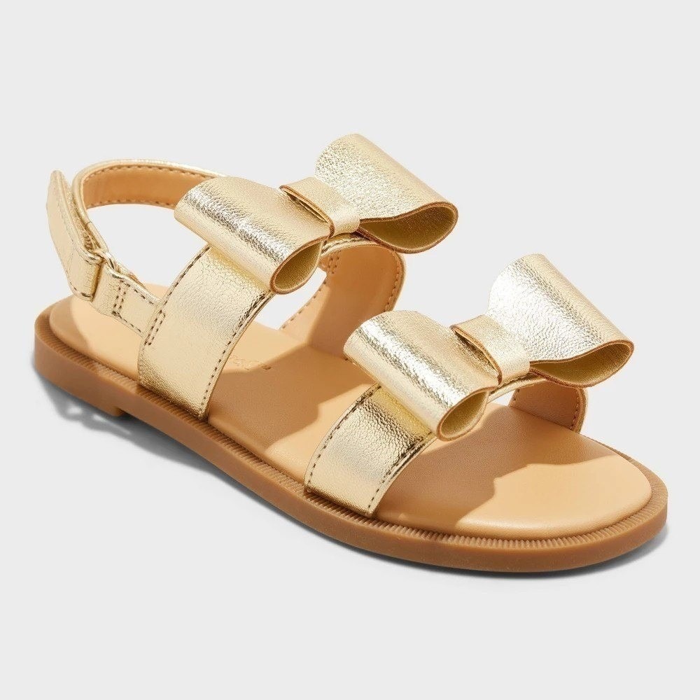 Cat‎ & Jack Ruby Bow Sandals Gold Toddler Girls Size 7 New With Tags